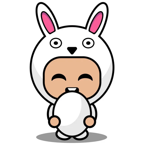 Dessin Animé Animal Mascotte Costume Personnage Vectoriel Illustrationlapin Mignon Tenant — Image vectorielle