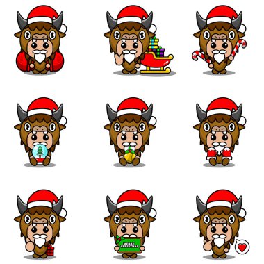 Bizon maskotu kostümü. Noel paketi.