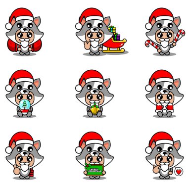 Kedi maskotu kostümü. Noel paketi.