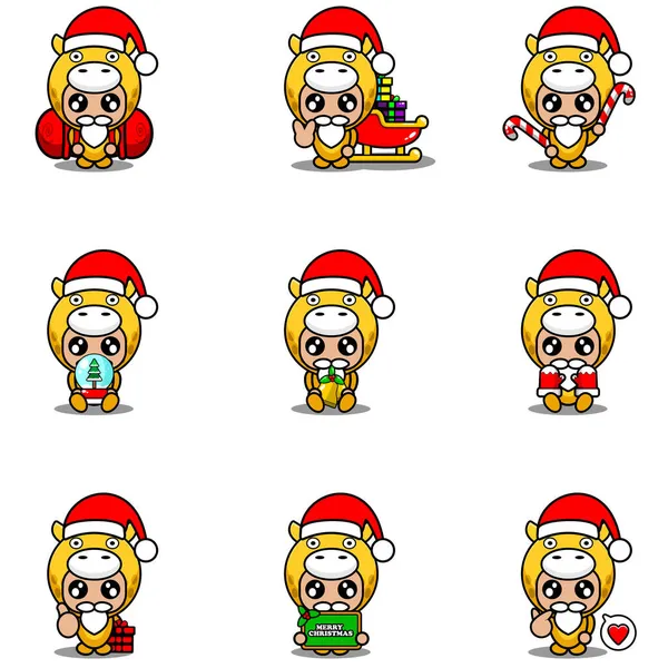 Zürafa maskotu kostümü. Noel paketi.