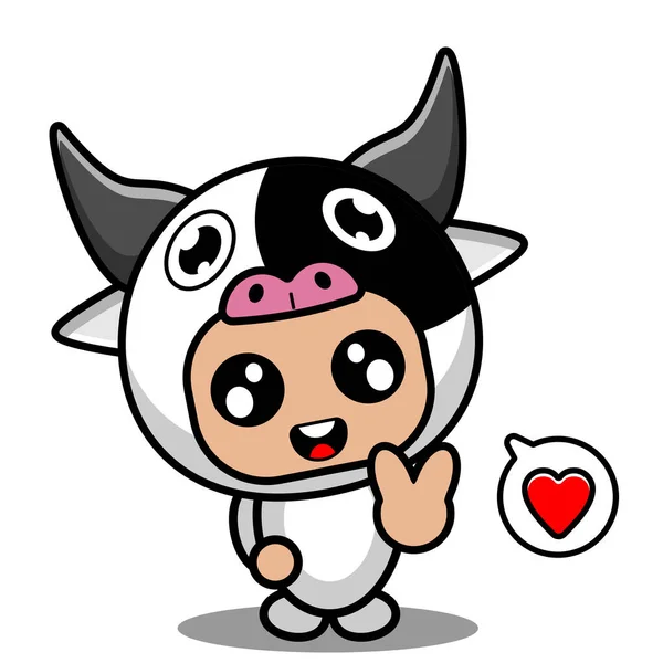 Personnage Dessin Animé Vectoriel Mignon Costume Mascotte Vache Animale Avec Illustration De Stock