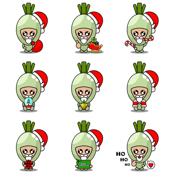 Vector Dibujos Animados Personaje Mascota Lindo Primavera Cebolla Traje Verduras — Archivo Imágenes Vectoriales