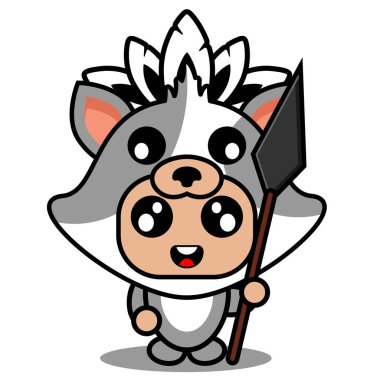 Vektör çizgi film karakteri maskotu şirin kedi hayvan kostümü yerli kuaför