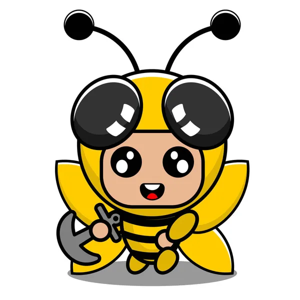 Vector Dibujos Animados Personaje Mascota Traje Animal Abeja Lindo Insecto — Vector de stock