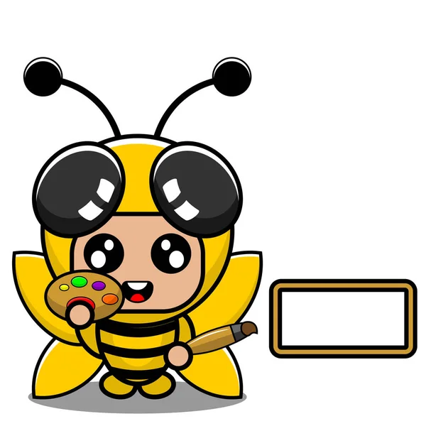 Vector Dibujos Animados Personaje Mascota Traje Animal Abeja Lindo Insecto — Vector de stock