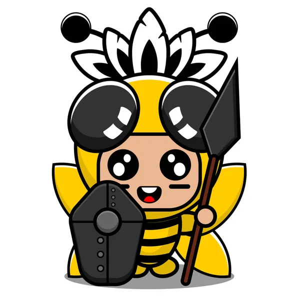 ベクトル漫画キャラクターマスコット動物蜂昆虫かわいいネイティブの美容師プリミティブ — ストックベクタ