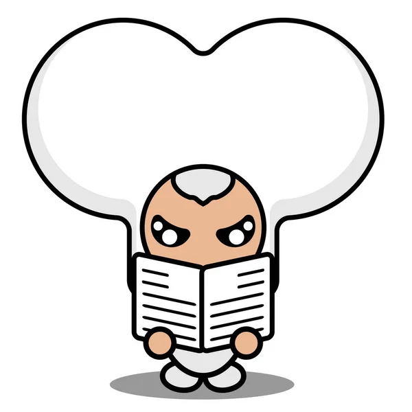 Vettore Cartone Animato Carino Mezzo Osso Mascotte Personaggio Lettura Giornale — Vettoriale Stock