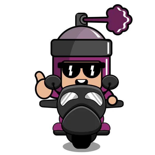 Personnage Dessin Animé Vectoriel Mignon Violet Pilox Spray Costume Mascotte — Image vectorielle