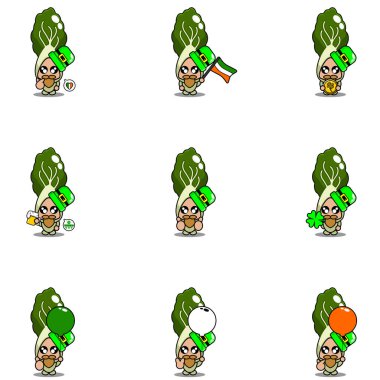 Vektör çizgi film karakteri maskot kostümü Bok the Sebze set destesi Aziz Patrick Günü