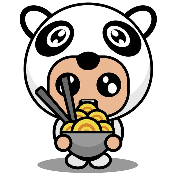 Vector Illustratie Van Schattige Panda Dier Mascotte Kostuum Cartoon Karakter — Stockvector