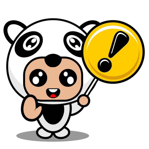 Vektorové Ilustrace Roztomilé Panda Zvíře Maskot Kostým Kreslený Postava Drží — Stockový vektor
