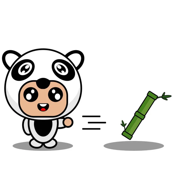 Vector Illustratie Van Cartoon Karakter Schattig Panda Dier Mascotte Kostuum — Stockvector