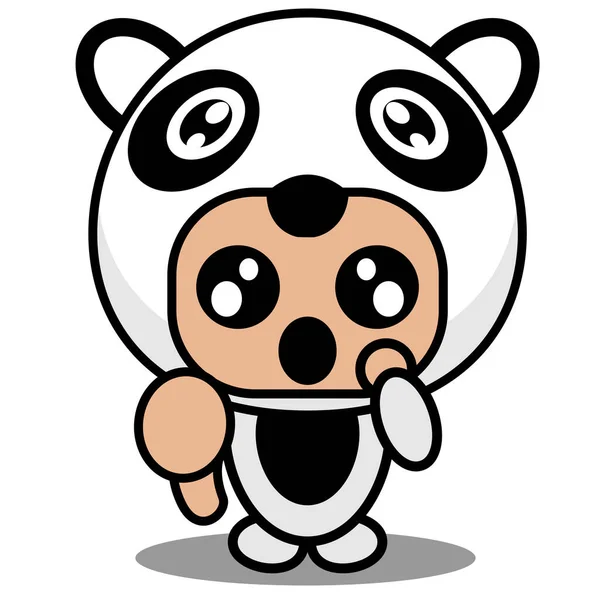 マンガベクトルイラストかわいいパンダ動物マスコットキャラクターと親指ダウン — ストックベクタ