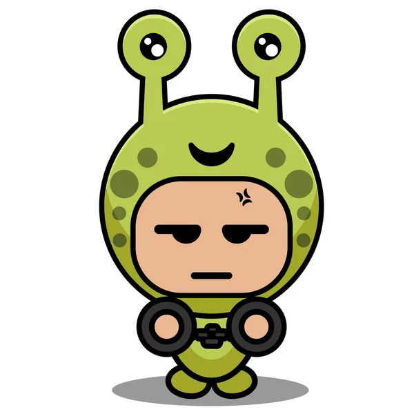 带手铐的可爱蜗牛动物吉祥物服装人物形象卡通画 — 图库矢量图片