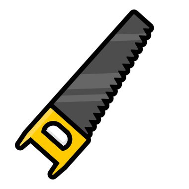 Ahşap testere inşa aracı sanayi çizgi film vektör illüstrasyonu