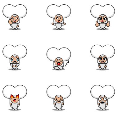 çizgi film karakteri maskotu kostüm vektörü illüstrasyon kemik ifadesi paketi seti