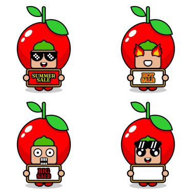 cute cartoon character vector cherries fruit mascot costume set summer sale bundle collection
