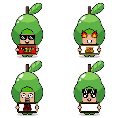 cute cartoon character vector avocado fruit mascot costume set summer sale bundle collection