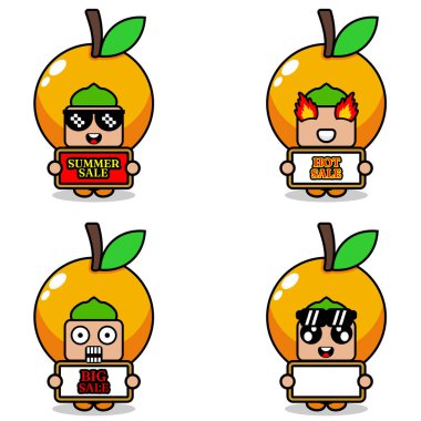 cute cartoon character vector citrus fruit mascot costume set summer sale bundle collection