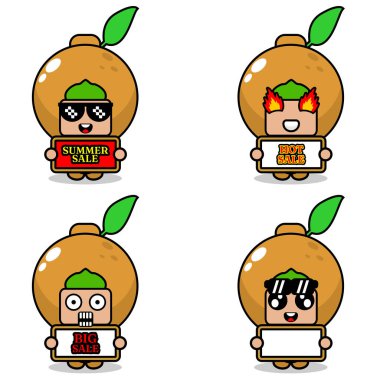 cute cartoon character vector longan fruit mascot costume set summer sale bundle collection