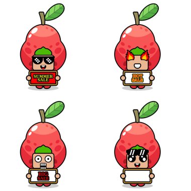 cute cartoon character vector guava fruit mascot costume set summer sale bundle collection