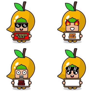 cute cartoon character vector mango fruit mascot costume set summer sale bundle collection