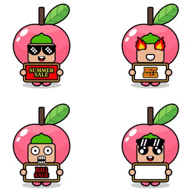 cute cartoon character vector peach fruit mascot costume set summer sale bundle collection