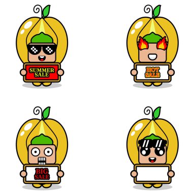 cute cartoon character vector star fruit mascot costume set summer sale bundle collection