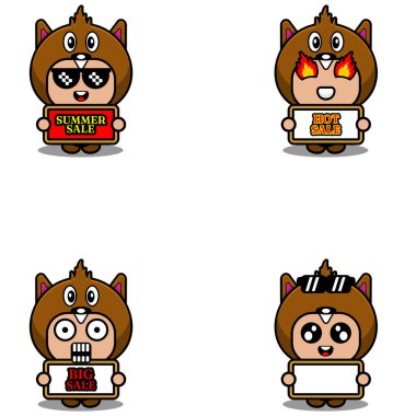 vector cute cartoon character beaver animal mascot costume set summer sale bundle collection