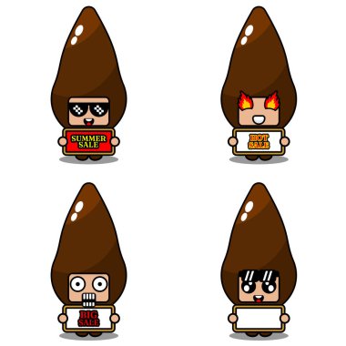 cute cartoon character vector cassava mascot costume set summer sale bundle collection
