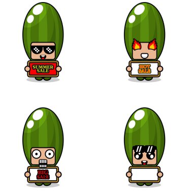 cute cartoon character vector cucumber vegetable mascot costume set summer sale bundle collection