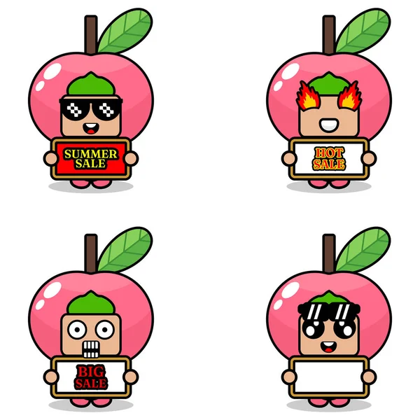 cute cartoon character vector peach fruit mascot costume set summer sale bundle collection