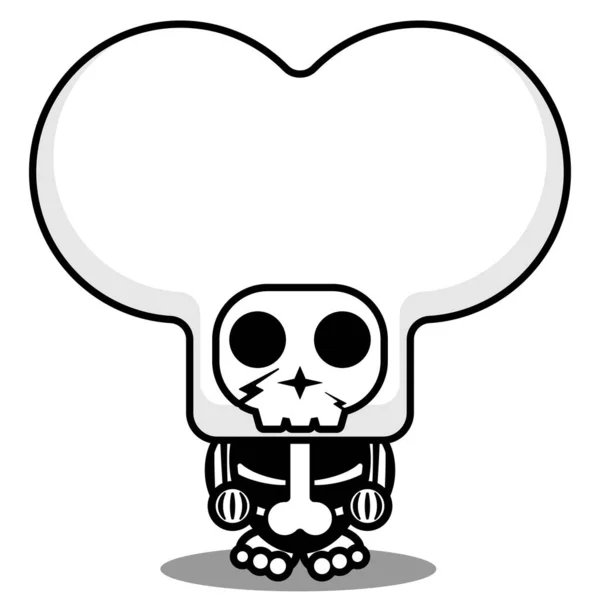 Carino Metà Osso Cranio Umano Mascotte Personaggio Personaggio Cartone Animato — Vettoriale Stock