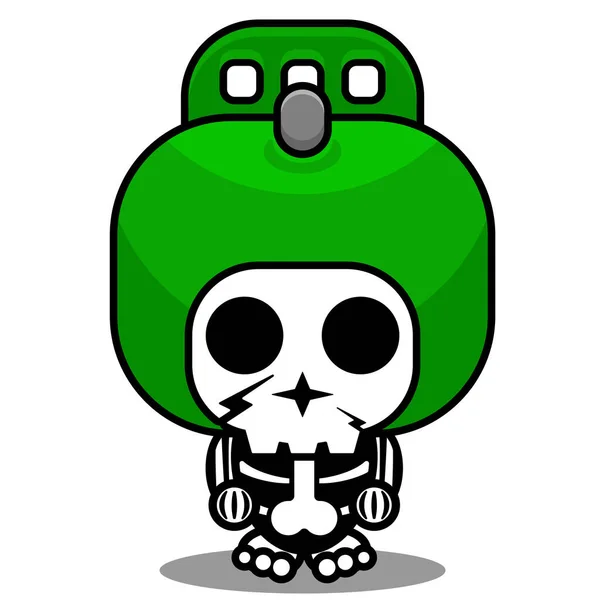 Personagem Desenho Animado Mascote Traje Personagem Bonitinho Cilindro Gás Crânio —  Vetores de Stock