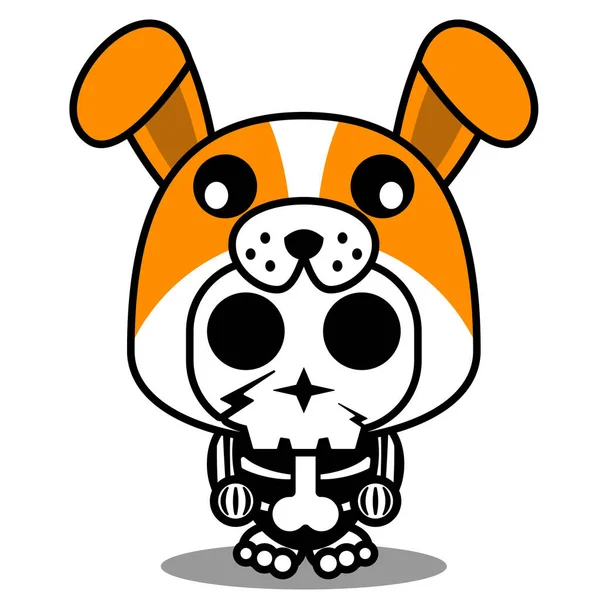 Vector Dibujos Animados Personaje Mascota Traje Humano Cráneo Lindo Animal — Archivo Imágenes Vectoriales