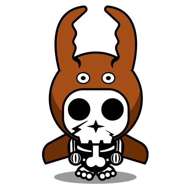 Costume Mascotte Personnage Dessin Animé Vecteur Coléoptère Crâne Humain Combattant — Image vectorielle