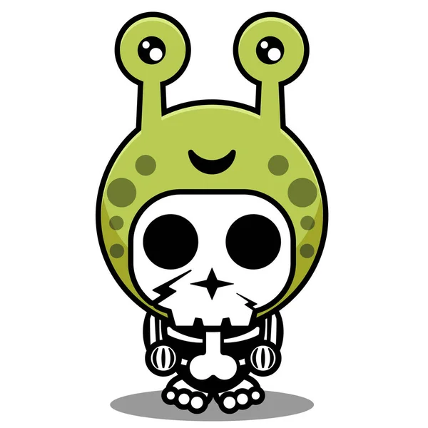 Vector Cartoon Character Mascot Costume Human Skull Cute Snail Animal — Stock Vector