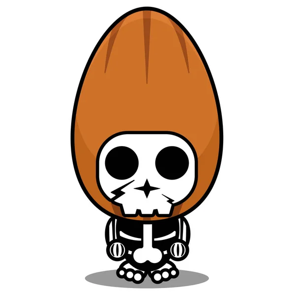 Personaggio Dei Cartoni Animati Costume Mascotte Cranio Umano Spezie Mandorla — Vettoriale Stock