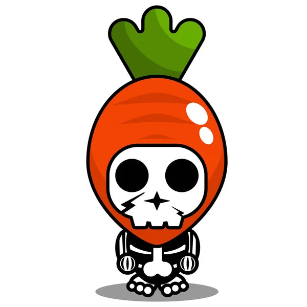 Vetor Personagem Desenho Animado Mascote Traje Humano Crânio Vegetal Bonito — Vetor de Stock