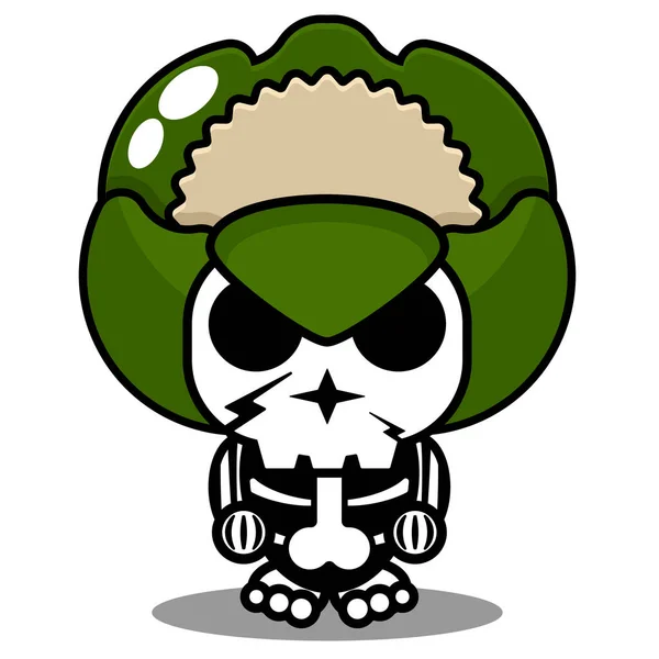 ベクター漫画キャラクターマスコット衣装人間の頭蓋骨野菜かわいいカリフラワー — ストックベクタ