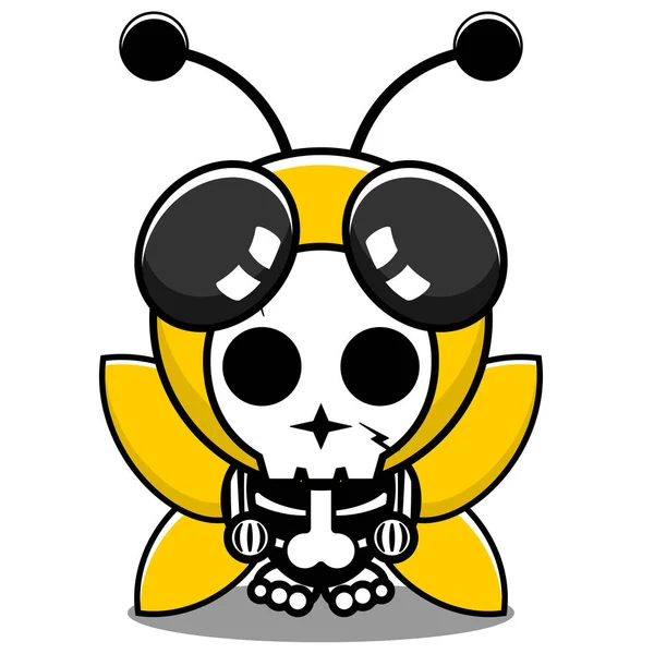ベクター漫画キャラクターマスコット人間の頭蓋骨かわいい蜂の動物 ロイヤリティフリーストックベクター