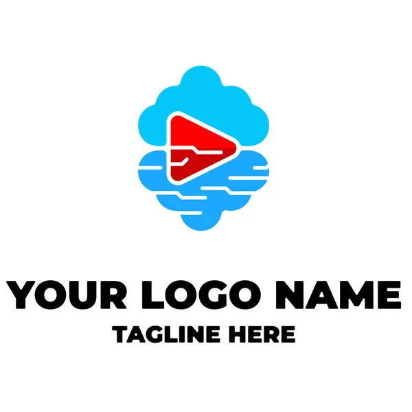 Jouer Nuage Technologie Logo Vecteur — Image vectorielle