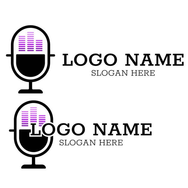 Müzik Podcast Leri Logo Podcast Mikrofon Müziğini Betimliyor Logo Podcast — Stok Vektör