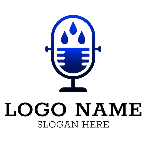Logo Design Micro Podcast Avec Gouttes Eau — Image vectorielle