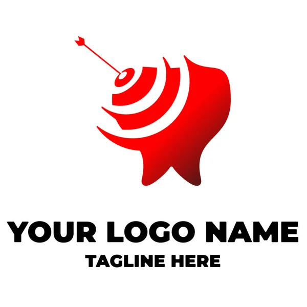 Obiettivo Logo Dentale Modello Design Vettoriale — Vettoriale Stock