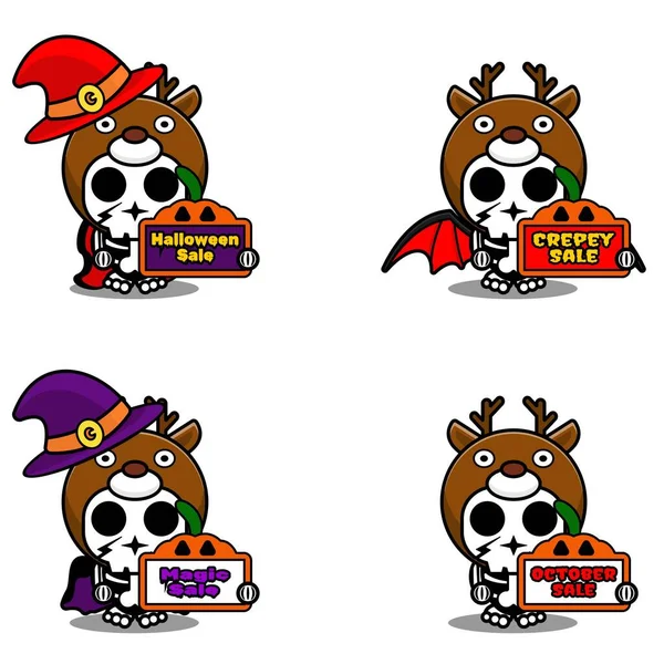 Sconto Vendita Halloween Party Design Cranio Animale Costume Vettoriale Illustrazione — Vettoriale Stock