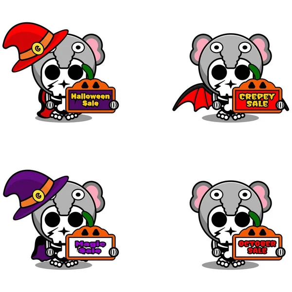 Sleva Prodej Halloween Party Design Lebka Zvířecí Kostým Vektor Ilustrace — Stockový vektor