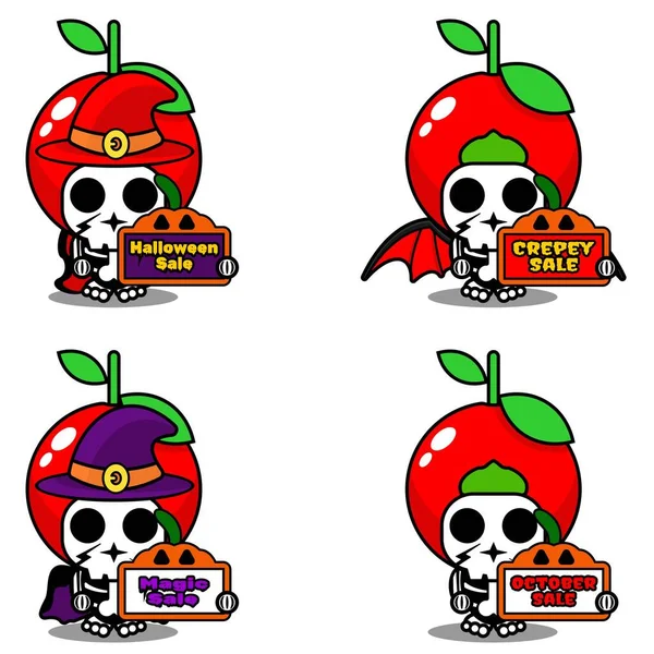 Fruit Bone Mascot Costume Character Cartoon Vector Holding Sale Halloween — Διανυσματικό Αρχείο