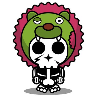 Tatlı çizgi film karakterinin vektör çizimi Zombi maskotu Hayvan Aslanı Cadılar Bayramı