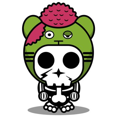 Tatlı çizgi film karakterinin vektör çizimi. Zombi maskotu, hayvan, kaplan cadılar bayramı.